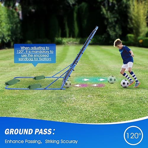 Miniatura 6 de Red de rebote de fútbol, entrenamiento de fútbol de ángulo de conmutación rápida para control, práctica de pases, fácil configuración, regalos de