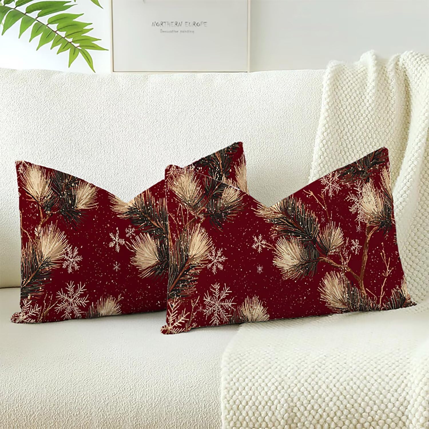 Coussins canapé avec fermeture eclair velours doux 70x50cm de Noël lot de 2