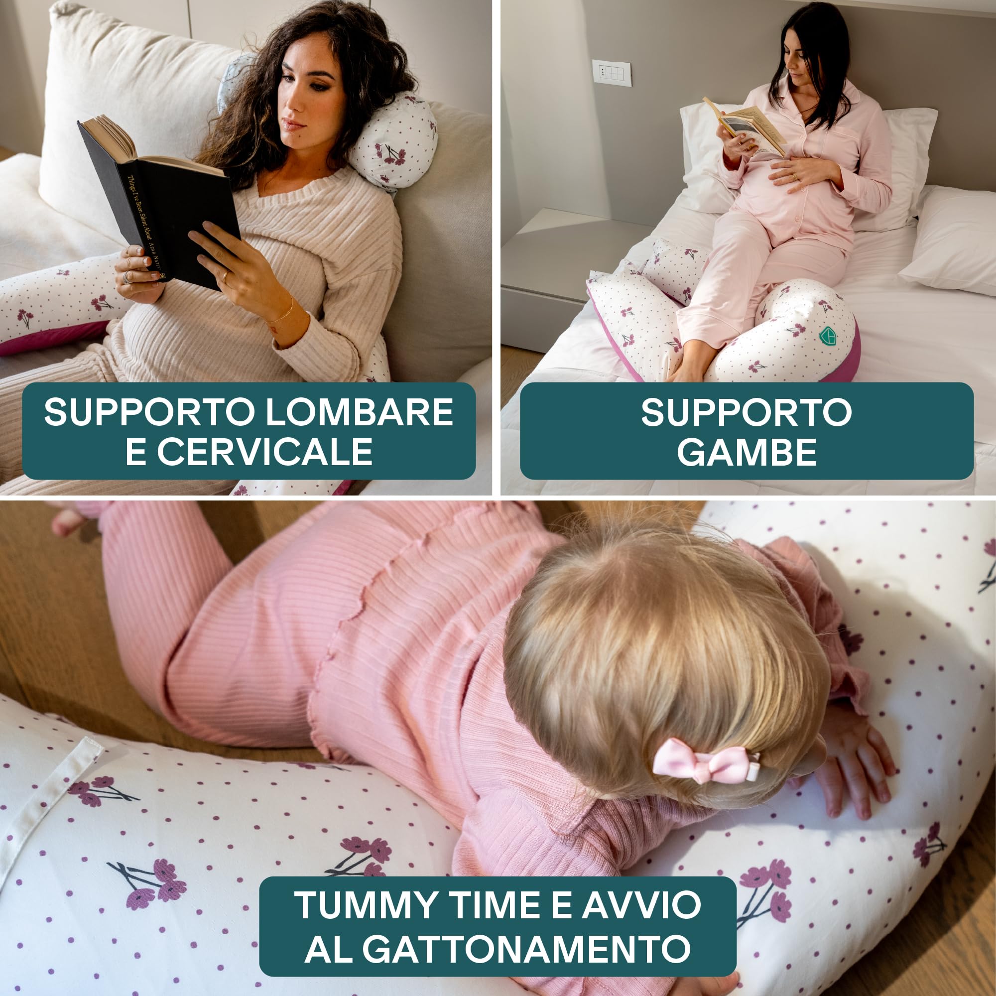 Koala Babycare Cuscino Gravidanza 2 in 1 XXL Sfoderabile Ipoallergenico Ergonomico 100% Cotone