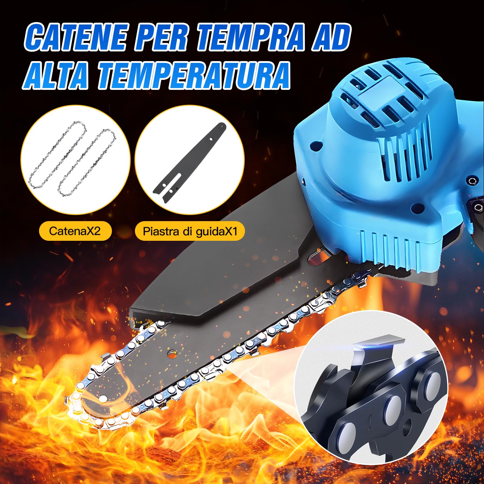 Coupe Branche Electrique,SéCateur éLectrique,Kit Tronconneuse A Batterie,2 Batterie 48v 2000mah,Viene Fornito Con Catena E Forbici.
