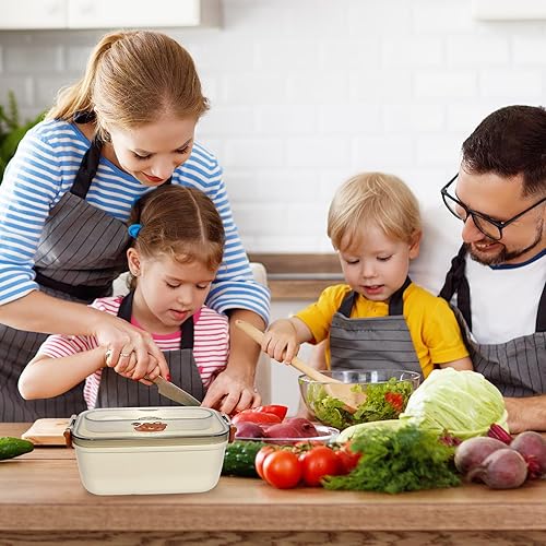 Miniatura 7 de Lonchera Bento para adultos, lonchera Bento de 40.6 fl oz para niños con cuchara a prueba de fugas, lonchera Bento Box, popote de trigo, a prueba de