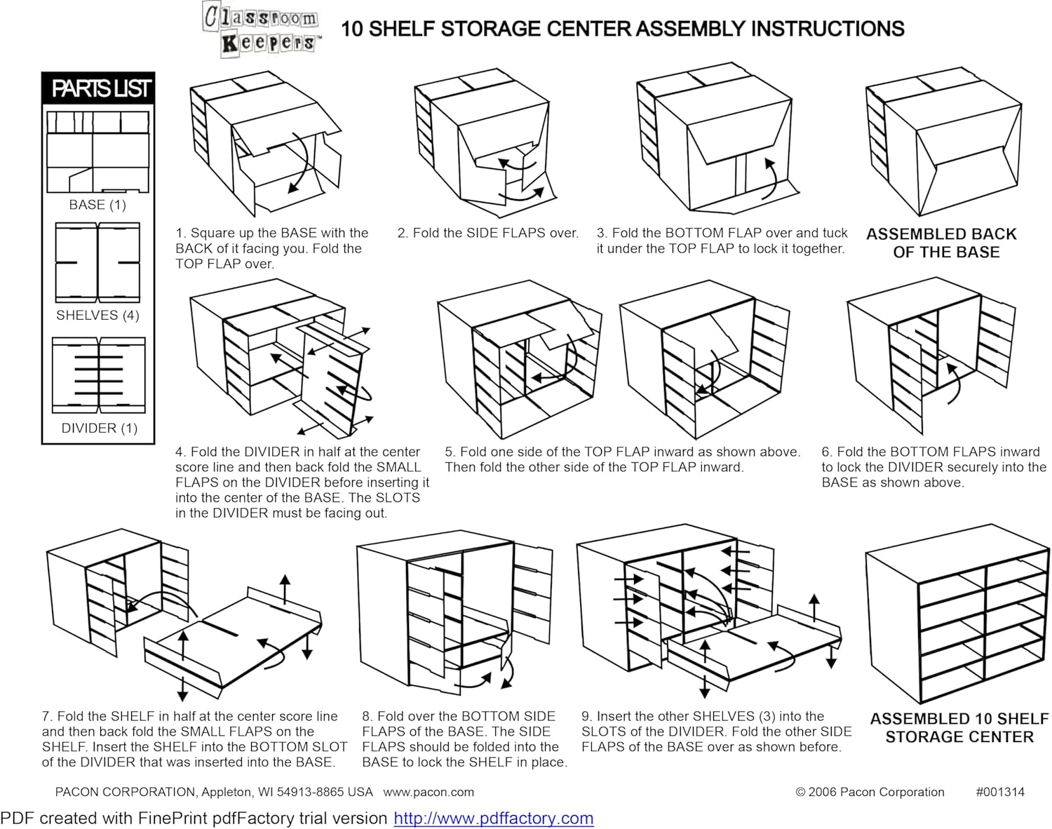 Classroom Keepers Organizer, 10-Shelf, Red, 17" H x 21" W x 12-7/8"D, 1 Unit