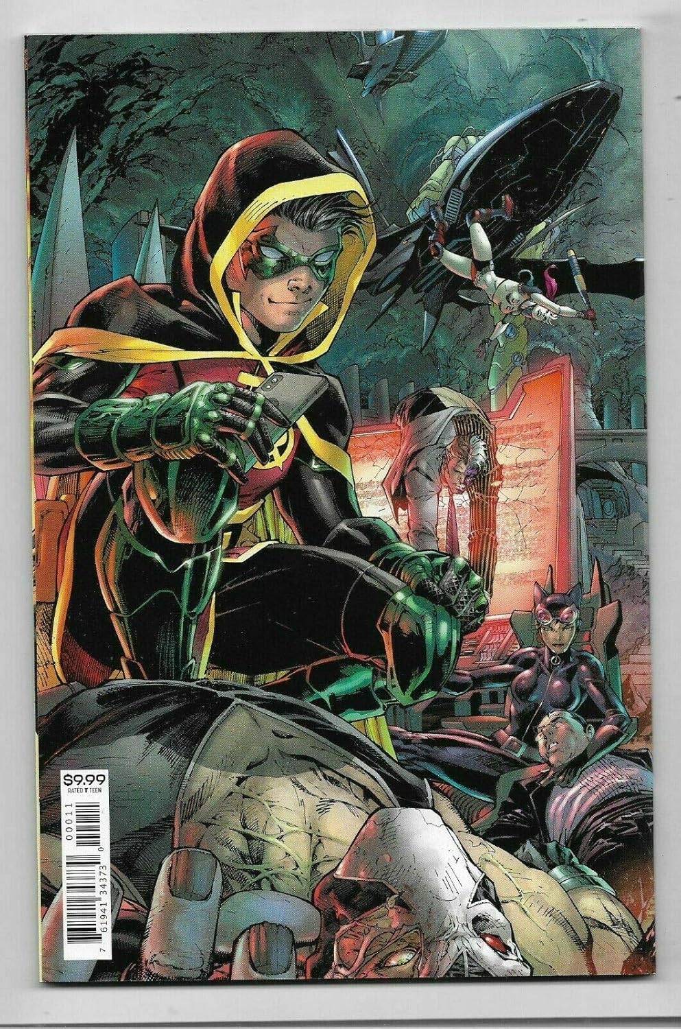 Back cover of Detective Comics #1000 featuring Robin and other characters.