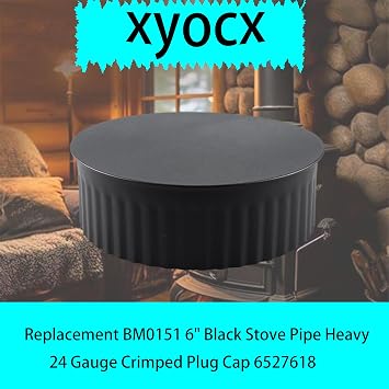 Replacement BM0151 6 Black Stove Pipe Heavy 24 Gauge Crimped Plug Cap 6527618