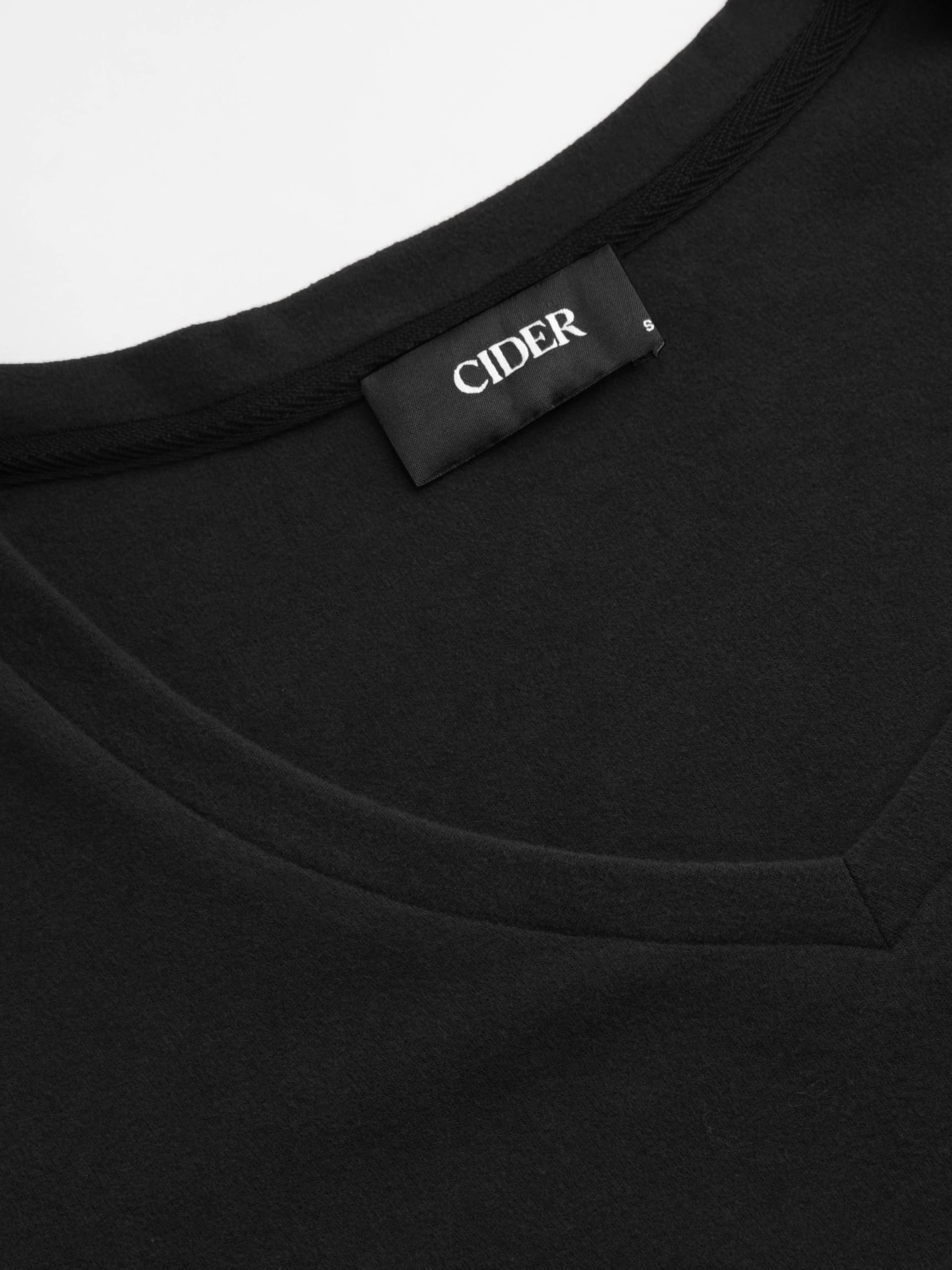 CIDER Damen-T-Shirt, V-Ausschnitt, langärmelig, enganliegend, zum Ausgehen