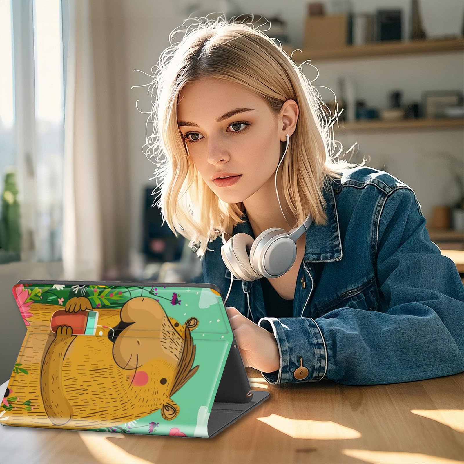Capybara Schutzhülle für Kindle Paperwhite 6 12. 7 Zoll & Colorsoft 17,8 cm (7 Zoll) und Colorsoft 17,8 cm (7 Zoll), PU-Leder, Smart-Magnet-Tablet-Hülle, schlanker Folio-Aufsteller, harte