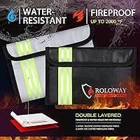 Vista 4 de ROLOWAY Bolsa pequeña ignífuga (5 x 8 pulgadas) con tira reflectante, bolsa de dinero ignífuga para efectivo, objetos de valor, pasaporte, moneda