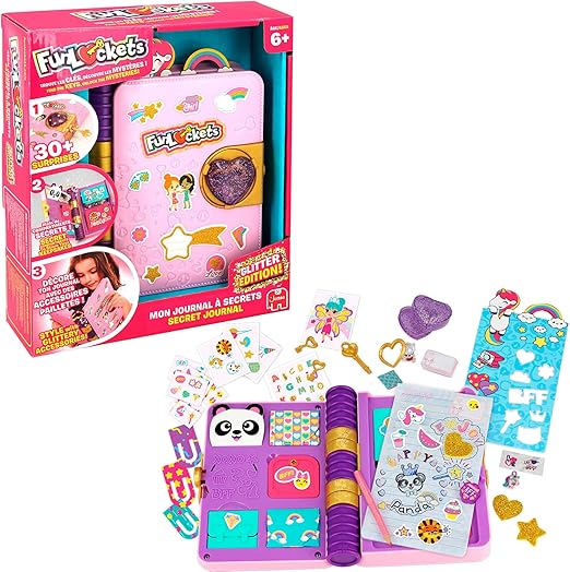 Secret Journal NEW Glitter Edition. Secret Lockable Girl’s Diary with Over 30 Surprises. Perfect Toy Craft Gift for Creative Girls 6 Years +, 5.6 x 16.1 x 19.2 centimeters