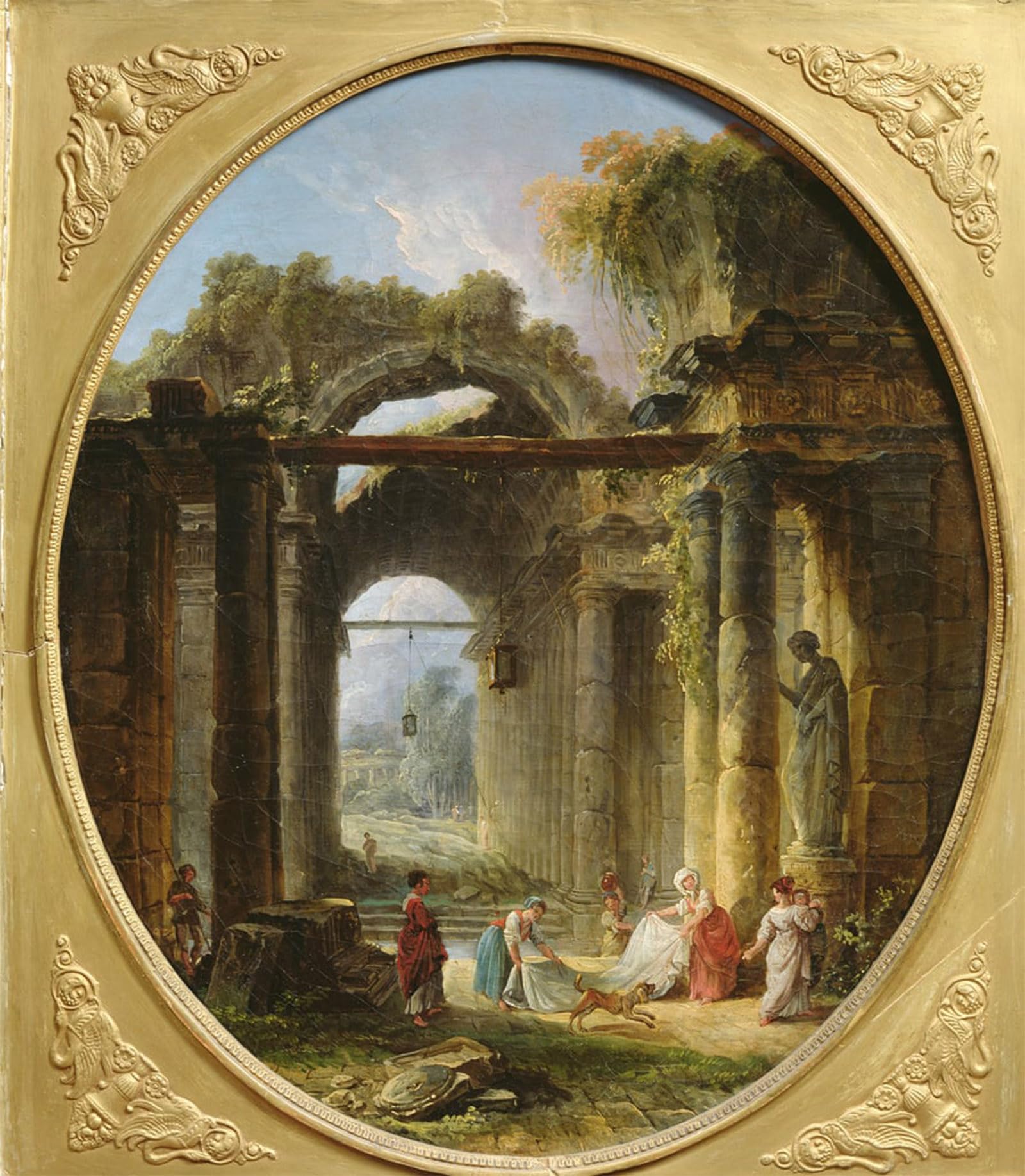 ARTXLXXBN Famous Painting Canvas Artwork Graffiti Print Ancient Ruins in by Hubert Robert Portrait Canvas Image for Home Decor 60x90cm