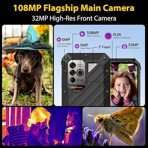 Miniatura 6 de Ulefone Power Armor 18T Ultra 5G teléfonos resistentes, cámara térmica de imagen, 24 GB (12+12) + 512 GB MTK Dimensity 7050, cámara de 108 MP, 9600