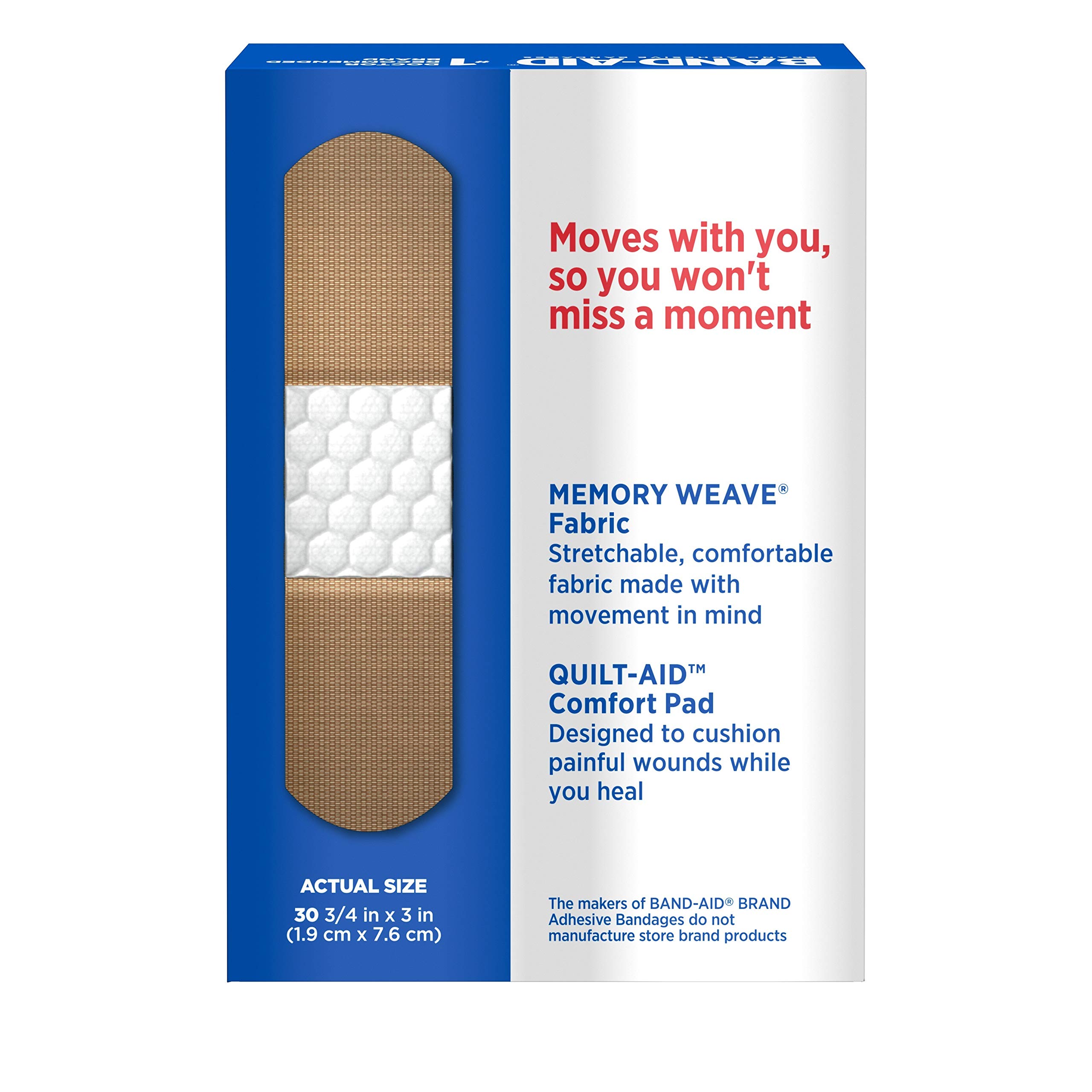 Band-Aid Flexible Fabric Adhesive Bandages All One Size, 30 Count (Pack of 1)