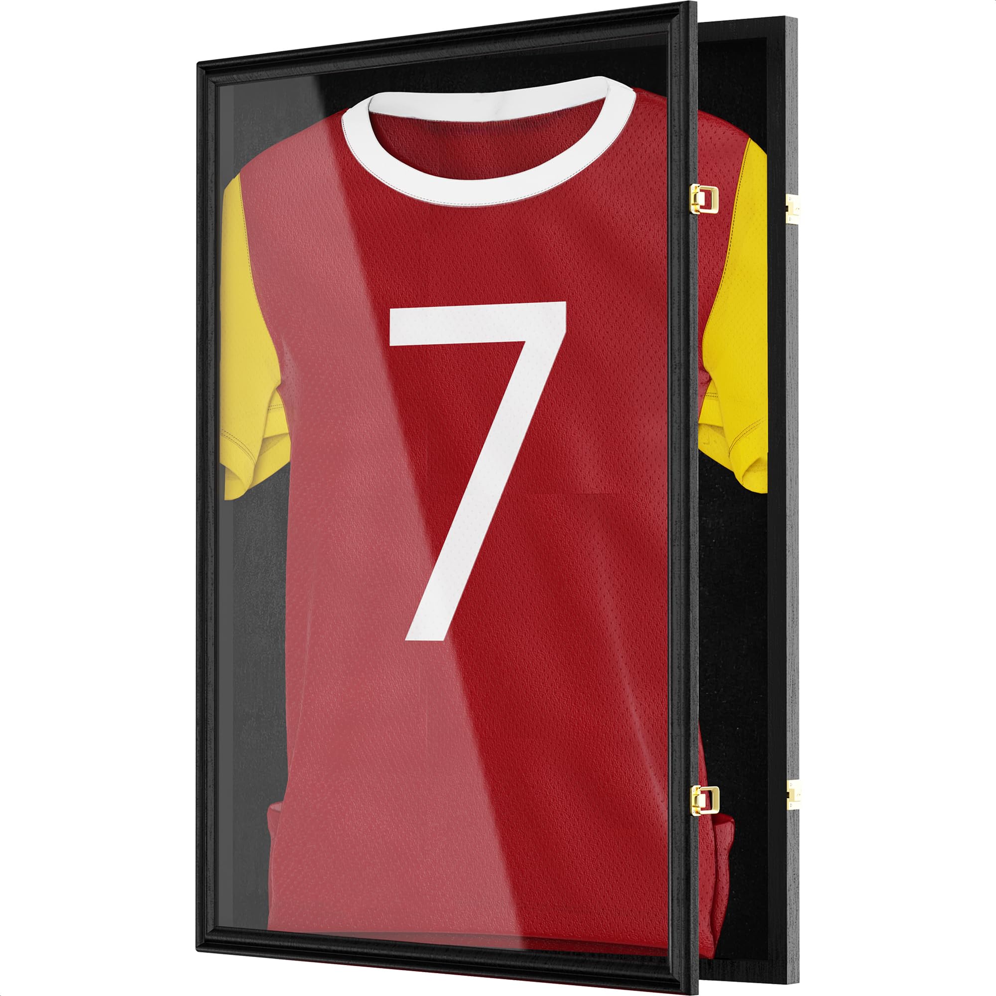 Avalo Wechselrahmen - Schwarz - Tiefer Bilderrahmen Box Rahmen - Passend für Fußballtrikot Rahmen - aufklappbar
