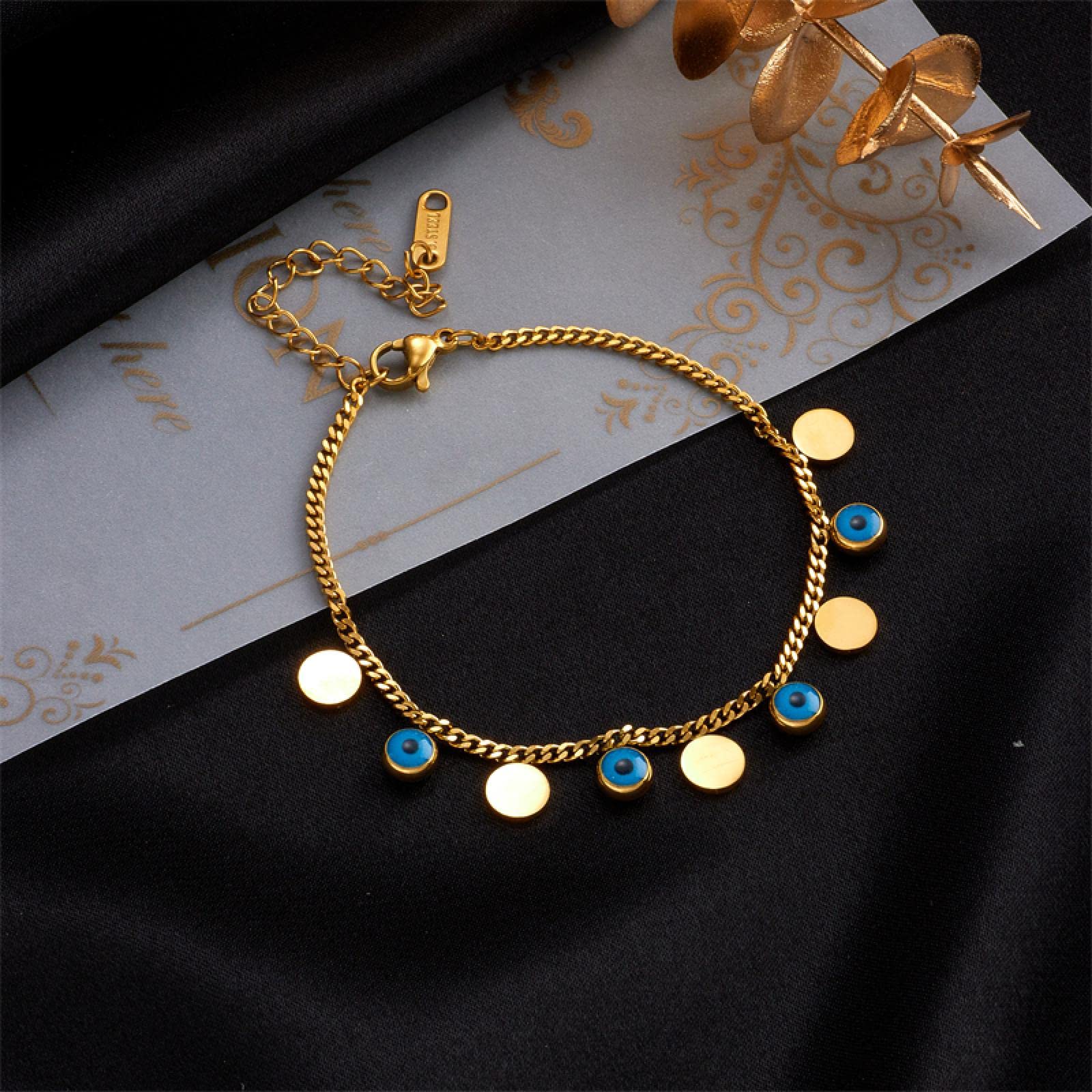 MOCHAMIK Pulseras Mujer Señora Pulsera Niñas Regalo Patrón De Ojo Azul para Fiesta Vintage