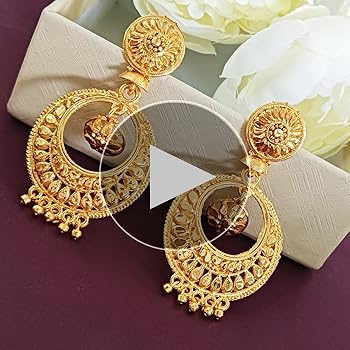 Efulgenz Chandbali Earrings Gold Tone Tassel Dangle Efulgenz Chandbali Earrings Gold Tone Tassel Dangle