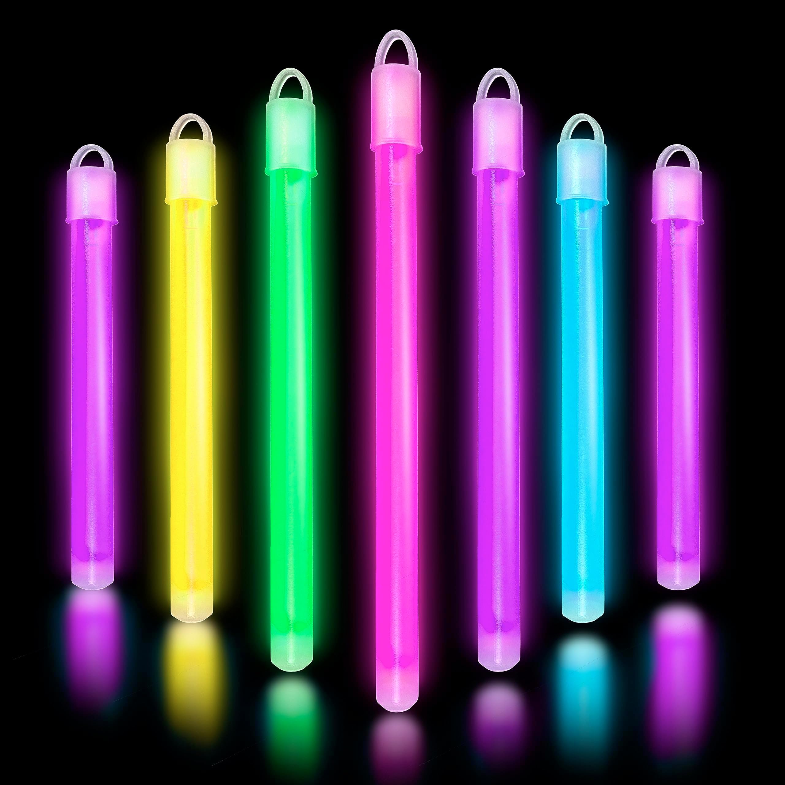 Glow Fever Glow in The Dark Sticks - 6" Glow Sticks Bulk Party Pack with End Caps & Lanyards - Glow Party Favors for Concert, Festival, & Wedding Neon Light Sticks by Party Dragon - Mixed, 50ct