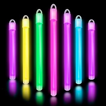 Glow Fever Glow in The Dark Sticks - 50 ct 6" Glow Sticks Bulk Party Pack with End Caps & Lanyards - Glow Party Favors for Concert, Festival, Wedding Neon Light Sticks by Party Dragon, Multi