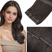 Vista 176 de LaaVoo Extensiones de cabello humano real para coser, extensiones de cabello humano de doble trama, color negro azabache, 18 pulgadas, 3.53 onzas