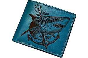 Personalized Leather Wallet featuring Shark Design