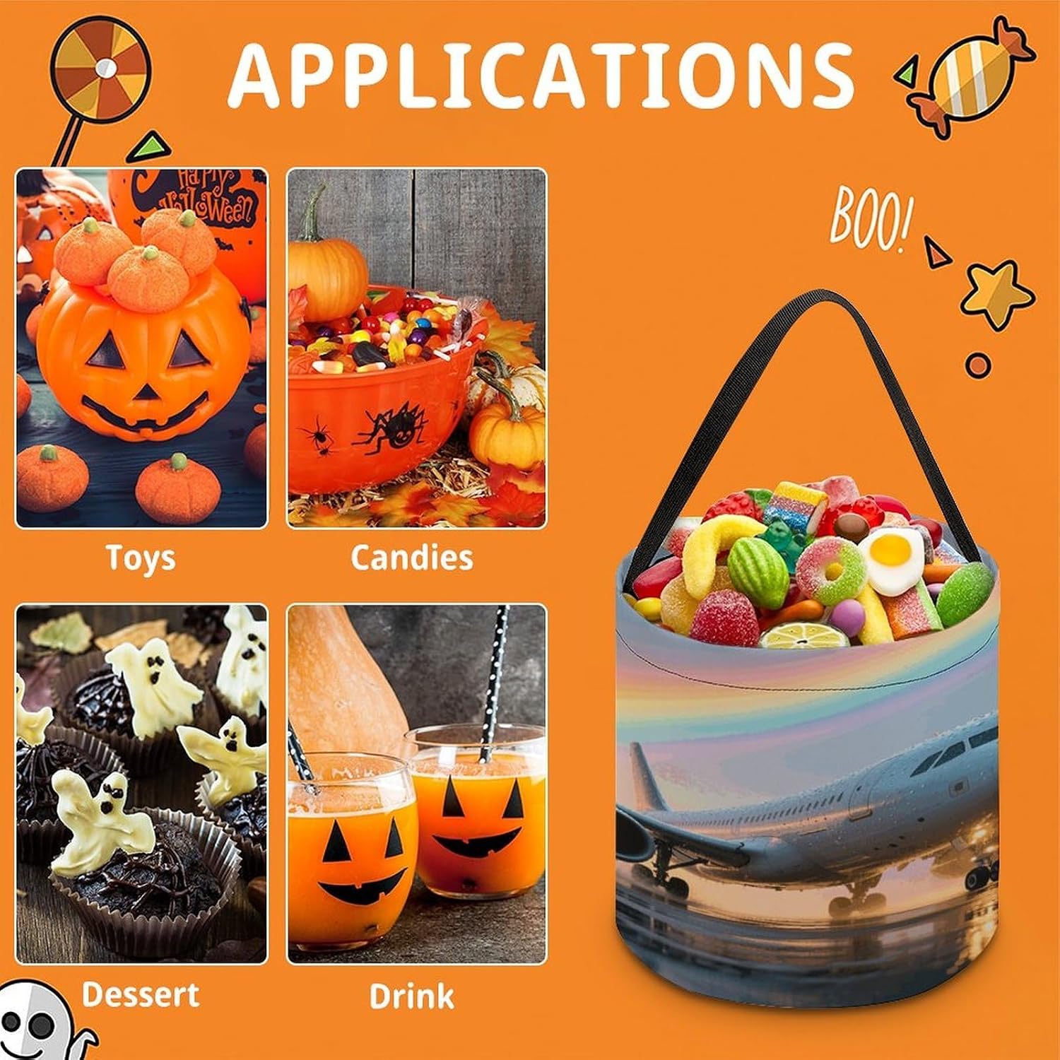 Passenger Plane after Rain Halloween Tote Treat Bag for Trick Or Treat image 3