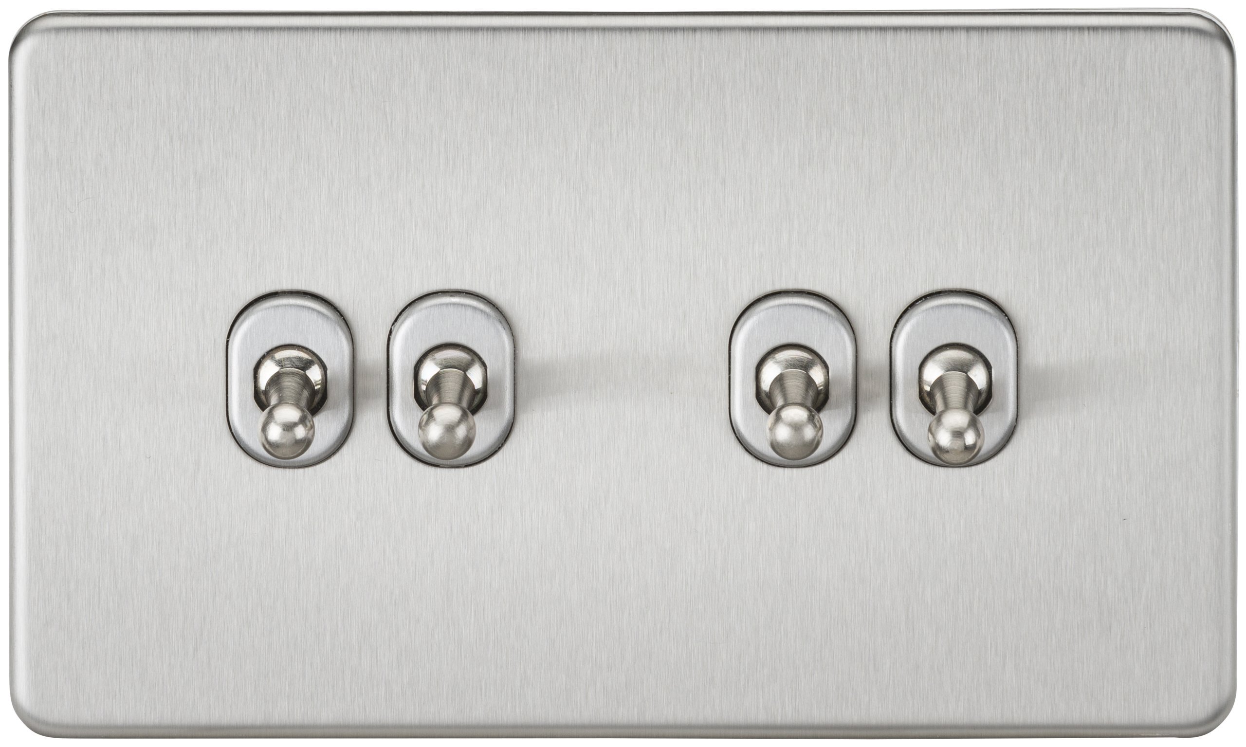 Knightsbridge Brushed Chrome Screwless 10A 4G 2-Way Toggle Switch