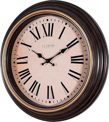 Miniatura 2 de La Crosse Reloj 404-3045BK Traditions Reloj de pared analógico de cuarzo marrón antiguo de 18 pulgadas