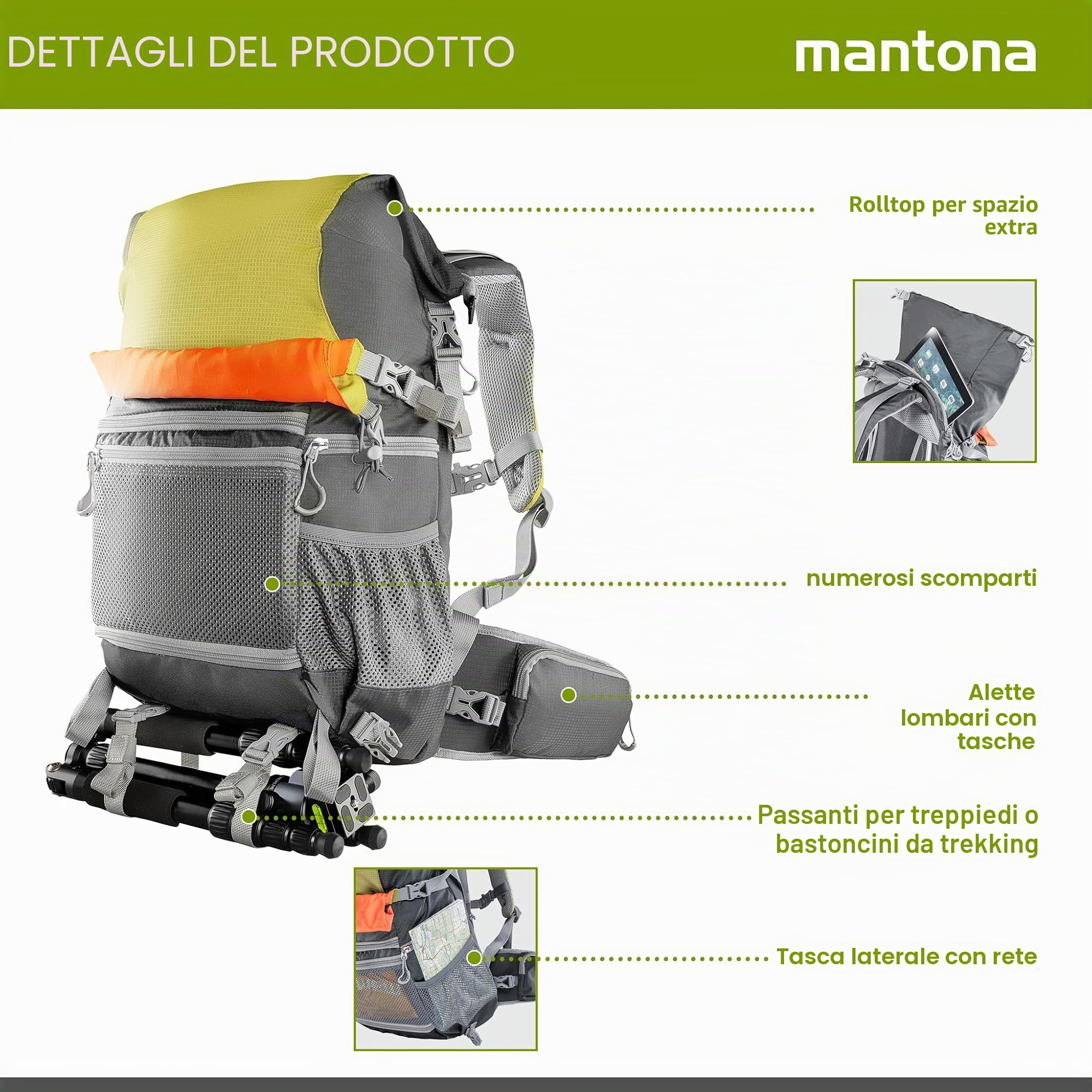 Mantona ElementsPro 30 - Zaino esterno per fotocamera DSLR o CSC