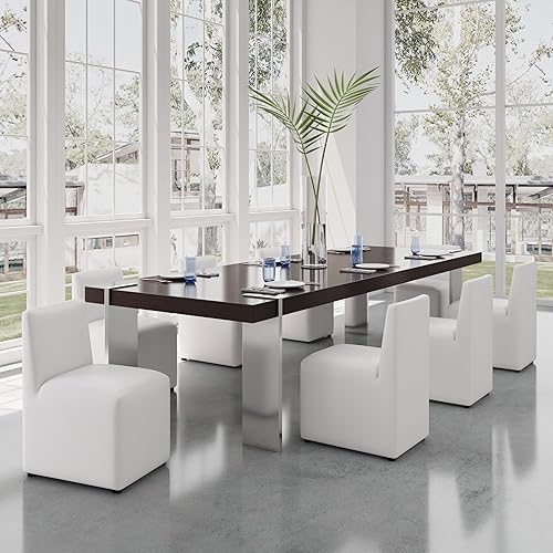 Miniatura 3 de Manhattan Comfort Anna - Silla de comedor moderna cuadrada con tapicería de piel sintética de pies a cabeza y acolchado de plástico para pies,