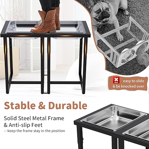 Miniatura 2 de Cuenco elevado para perros, altura ajustable, soporte de metal resistente, diseño espacioso y profundo, adecuado para perros grandes