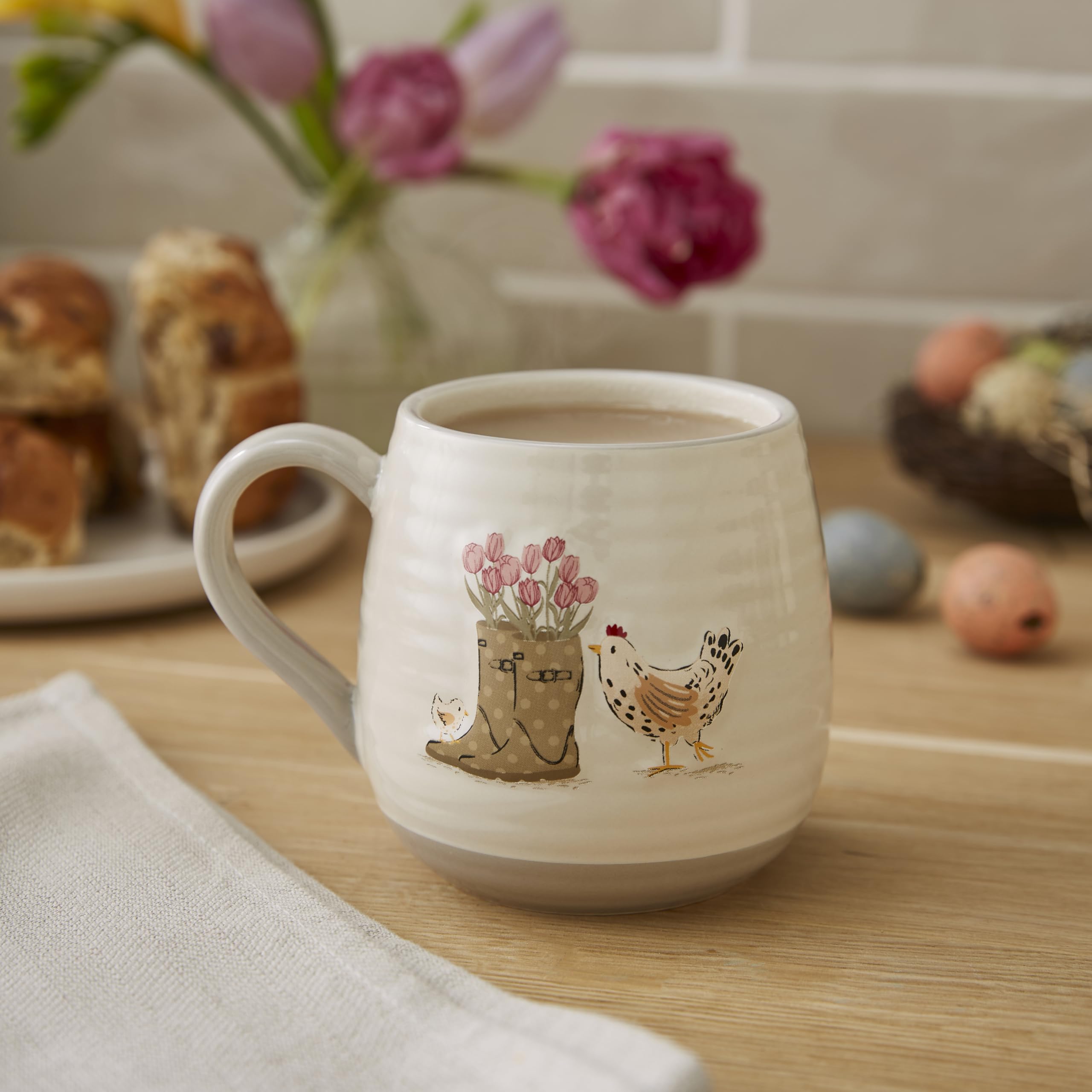 Cooksmart Homstead - Tazza da caffè conica dal design britannico, in ceramica, per casa o lavoro, grandi tazze per bevande calde, tazze da tè e caffè