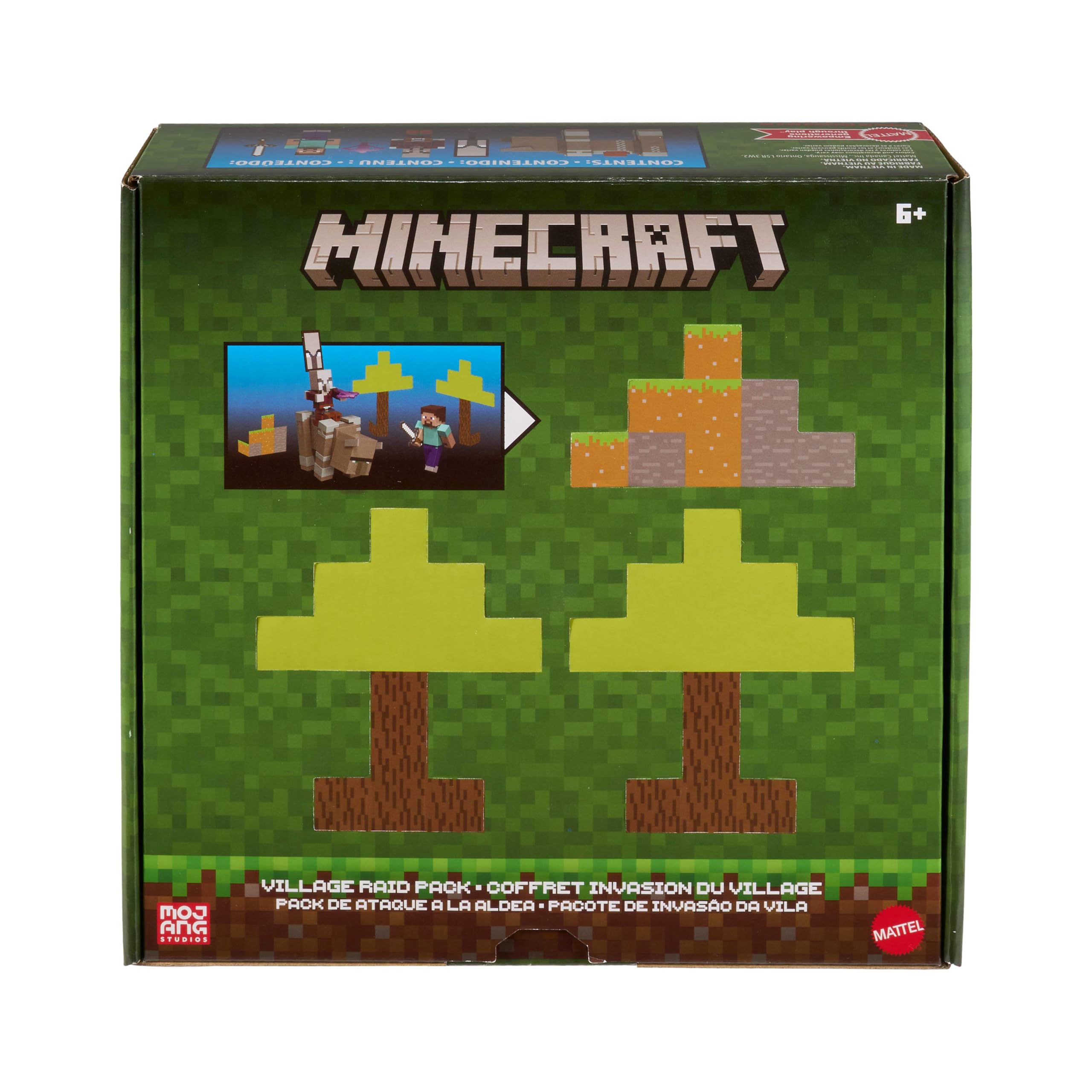 Mattel Minecraft Raid nel Villaggio con 3 action figure e accessori | Il set da collezione in scala da 8,3 cm include Steve, per giocatori di videogiochi e bambini (esclusiva Amazon)