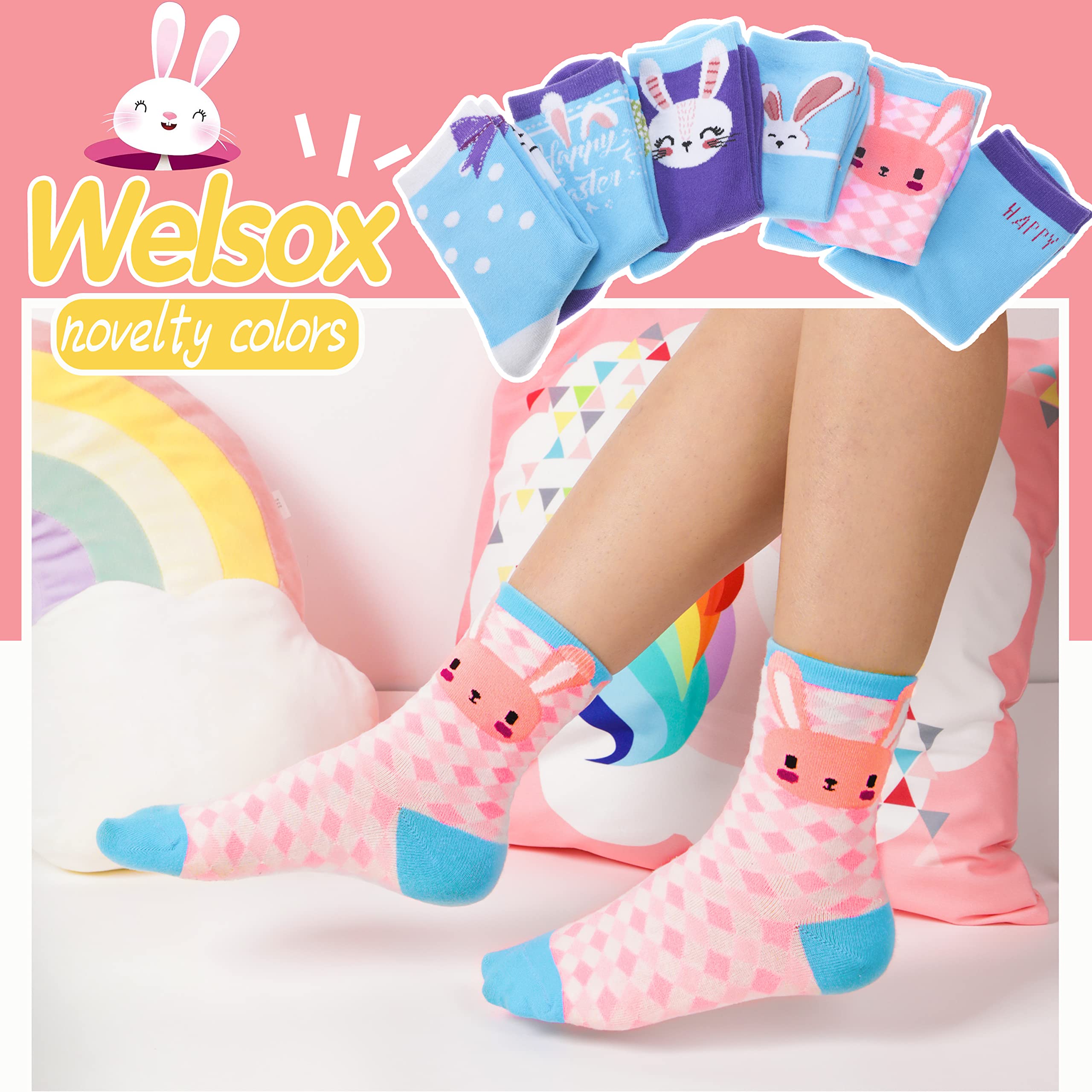 Calzini con unicorno, regalo per ragazze e bambini, simpatici animali divertenti, alla moda, divertenti, in morbido cotone, 6 paia