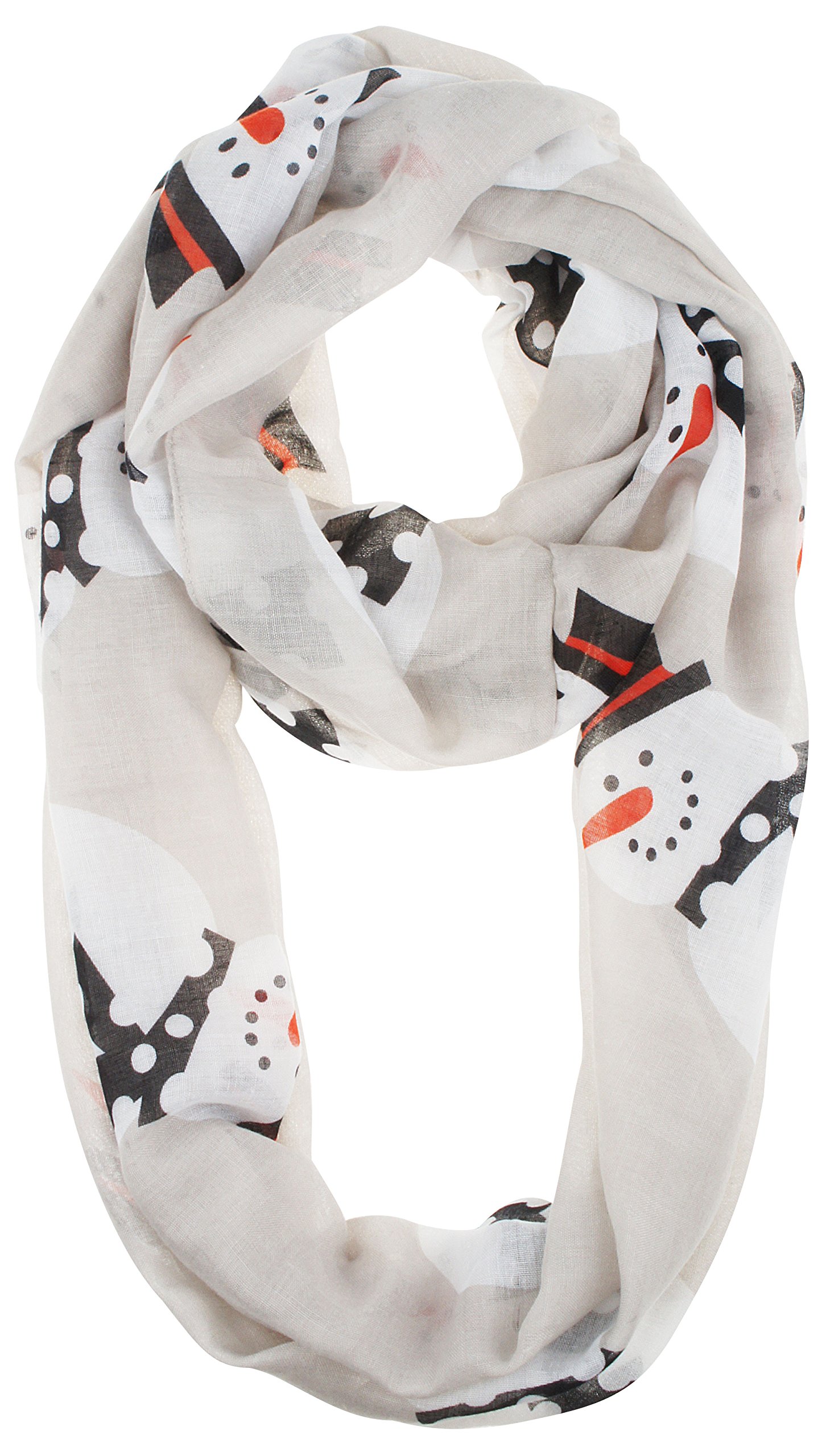 VIVIAN & VINCENT Fall Winter Soft Lightweight Sheer Infinity Christmas Scarf for Women Holiday Decorations for Girls Snowman