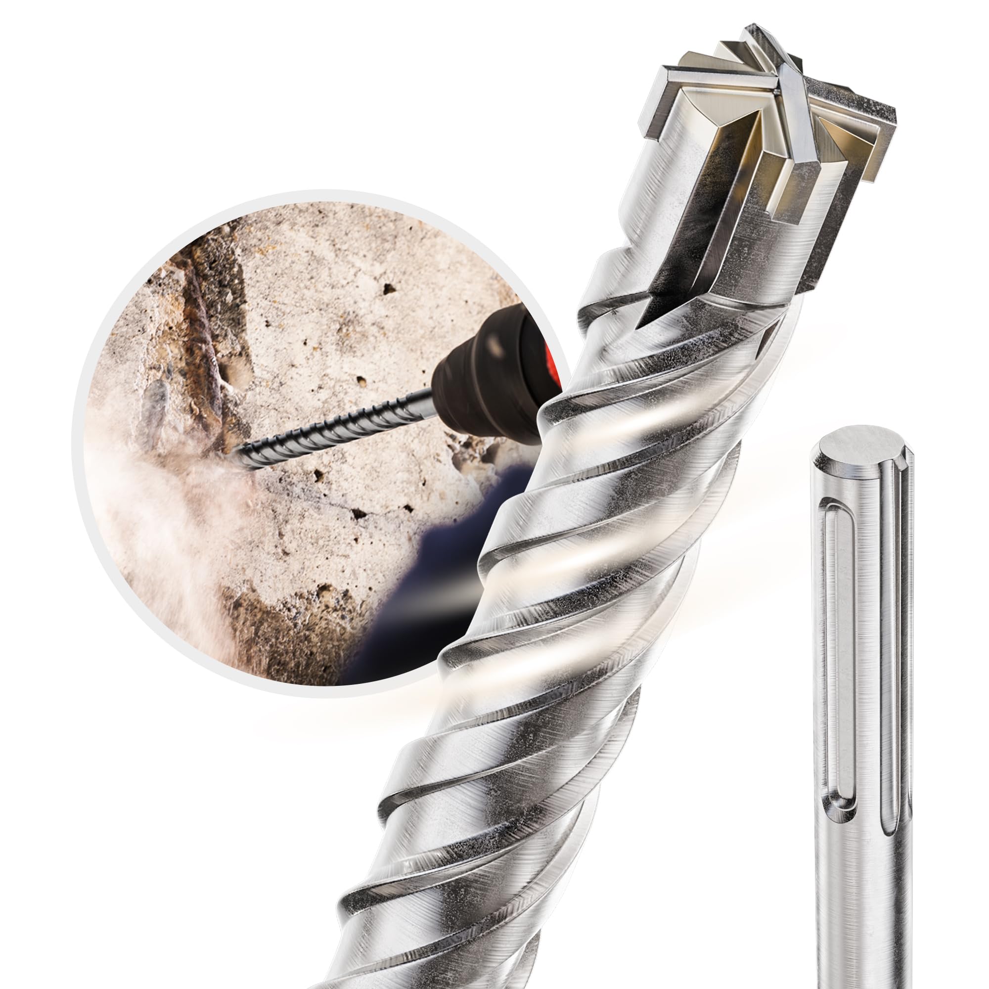 Weischer® - SDS Max Bohrer 42 x 400mm | vierschneidiger & langlebiger Steinbohrer | Betonbohrer mit Doppelwendel | Bohrhammer kompatibel | robuste Bohrspitze für Beton, Naturstein & Mauerwerk