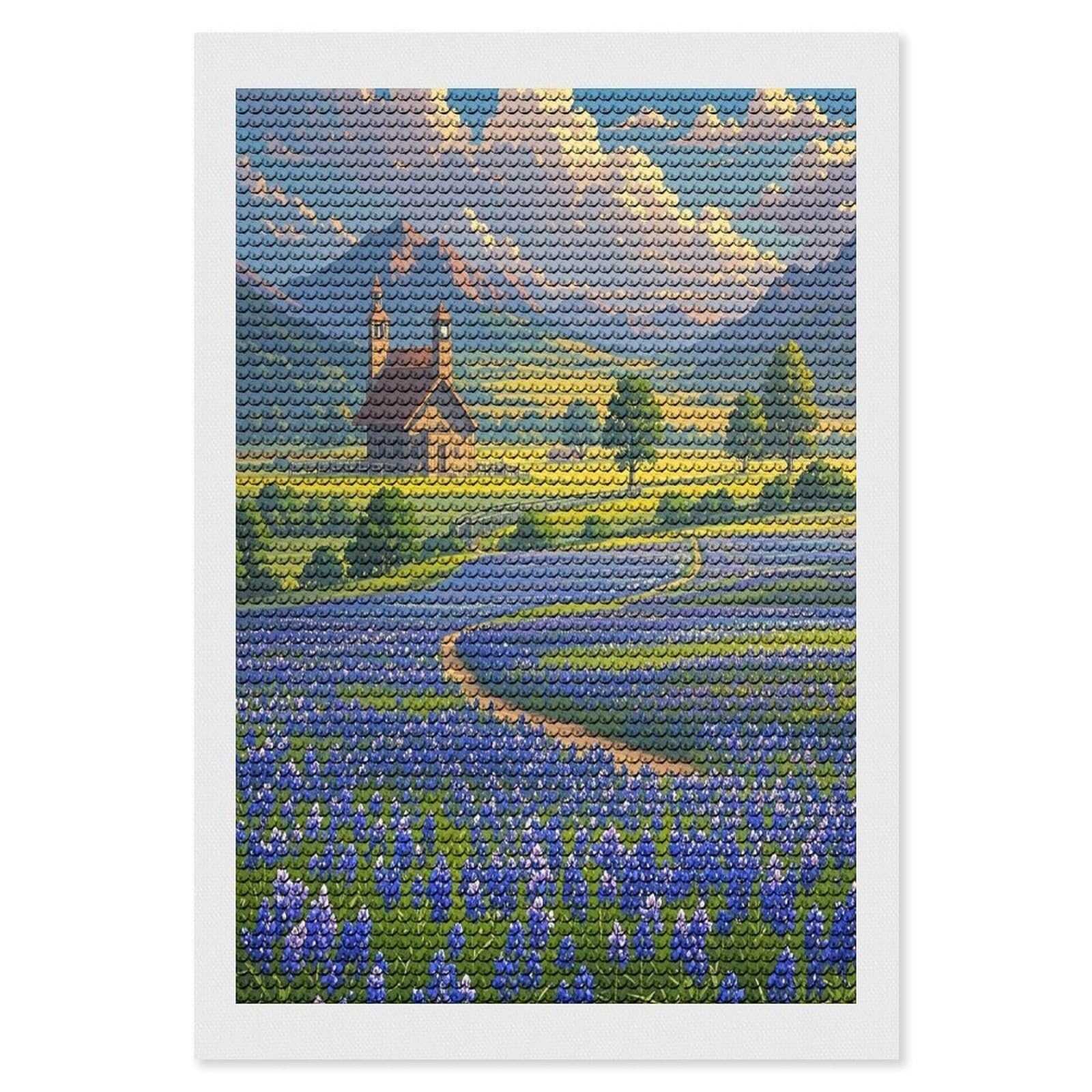 FekiLoot Texas Bluebonnets Scenery Diamond Painting Kits for Adults Round Paint with Diamonds Pictures Gem Art Painting Kits Personalized Diamond Art Full Drill for Beginners Home Wall Decor