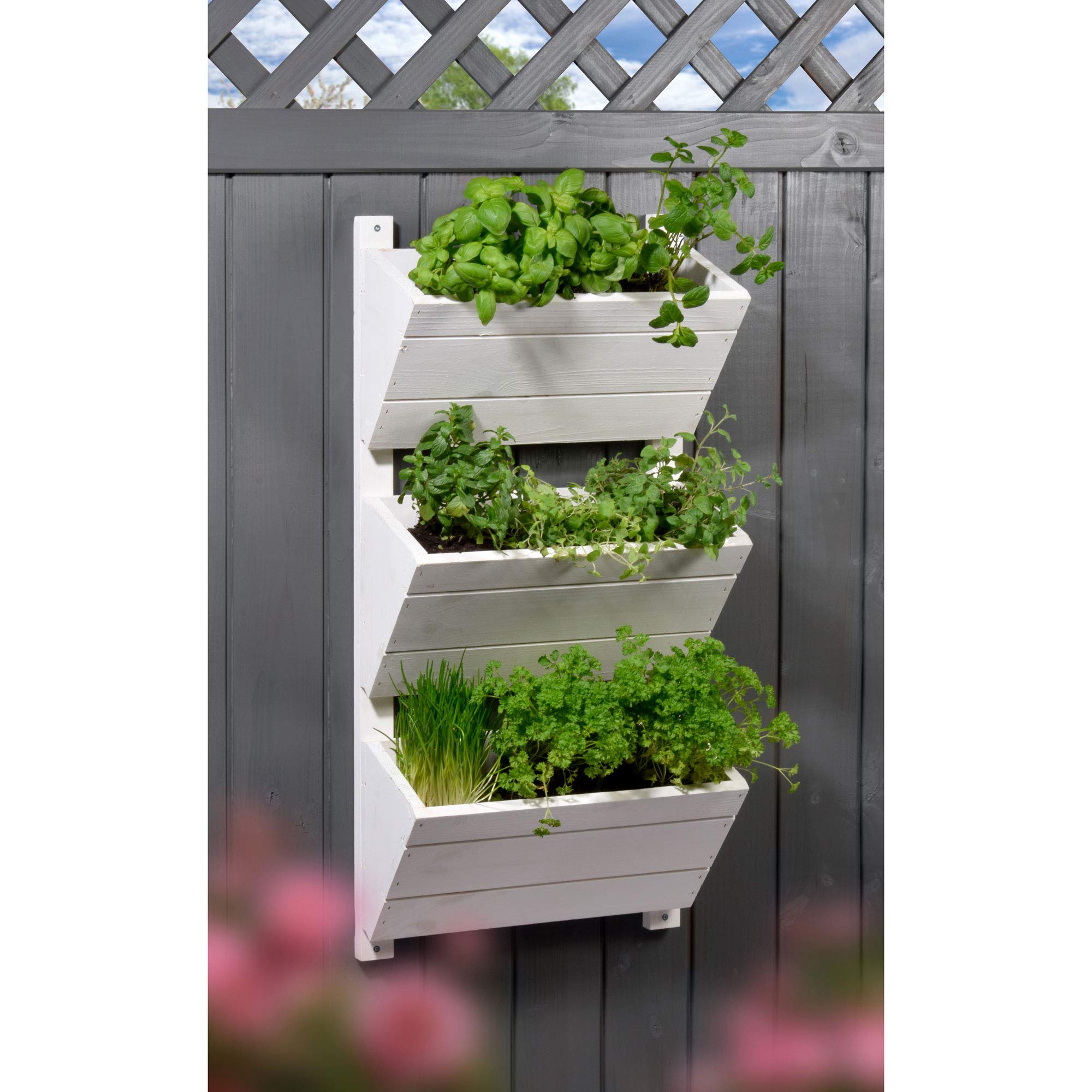 dobar 58381FSCe - Macetero Vertical para Colgar en la Pared, 38 x 17,5 x 79 cm, Color Blanco