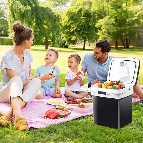 Miniatura 2 de SUPER DEAL Enfriador y calentador eléctrico portátil de 31 cuartos (29 litros), mini refrigerador de 12 V CC para automóvil, para campamento, pesca,