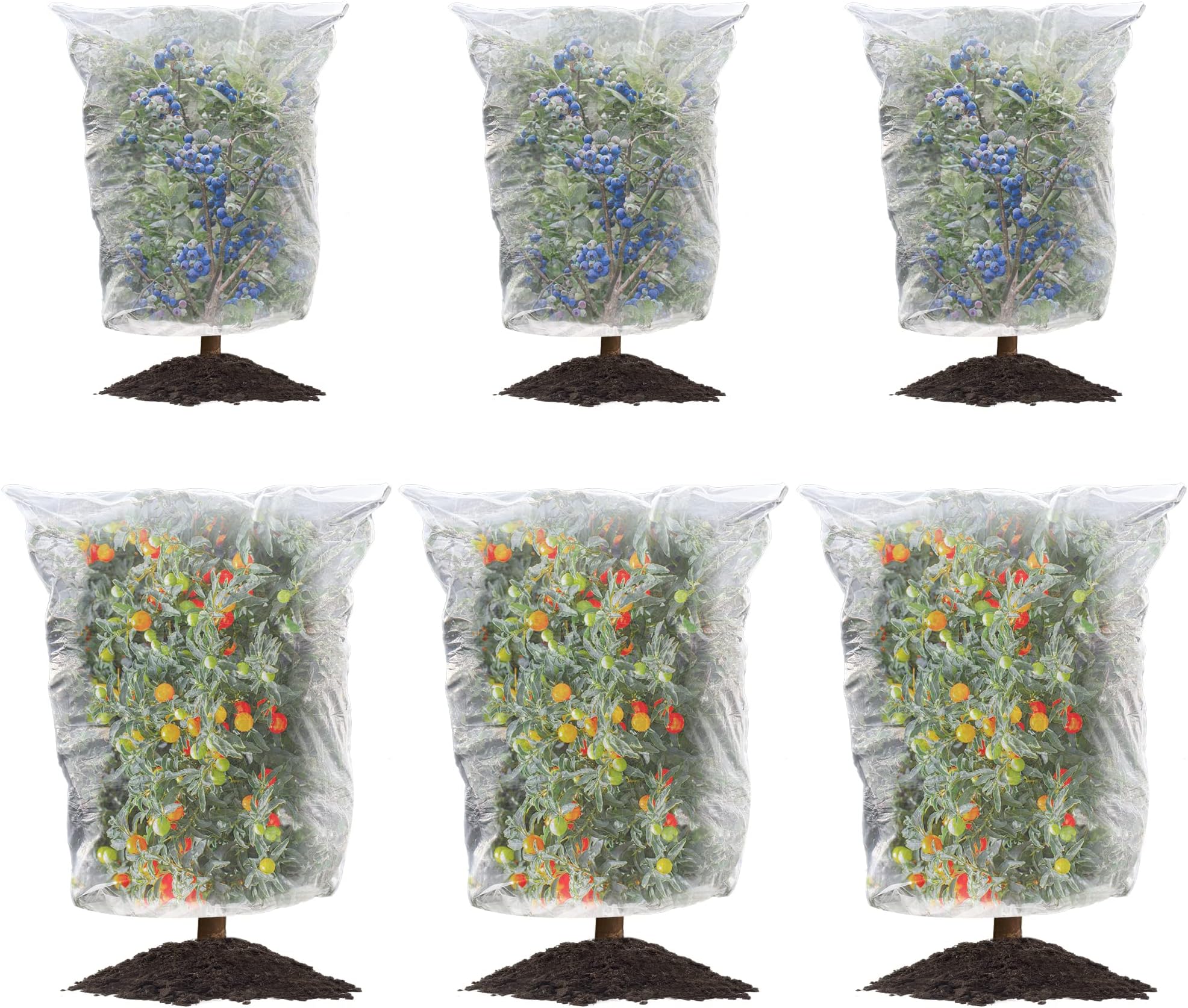 MIXC 6 Packs 2 Size Insect Netting Bags, Garden Bird Barrier Mesh Covers With Drawstring, Bug Netting Plant Protection Covers For Blueberry Tomato Vegetable Form Cicadas Bird Squirrels EatingClimatePartner certified