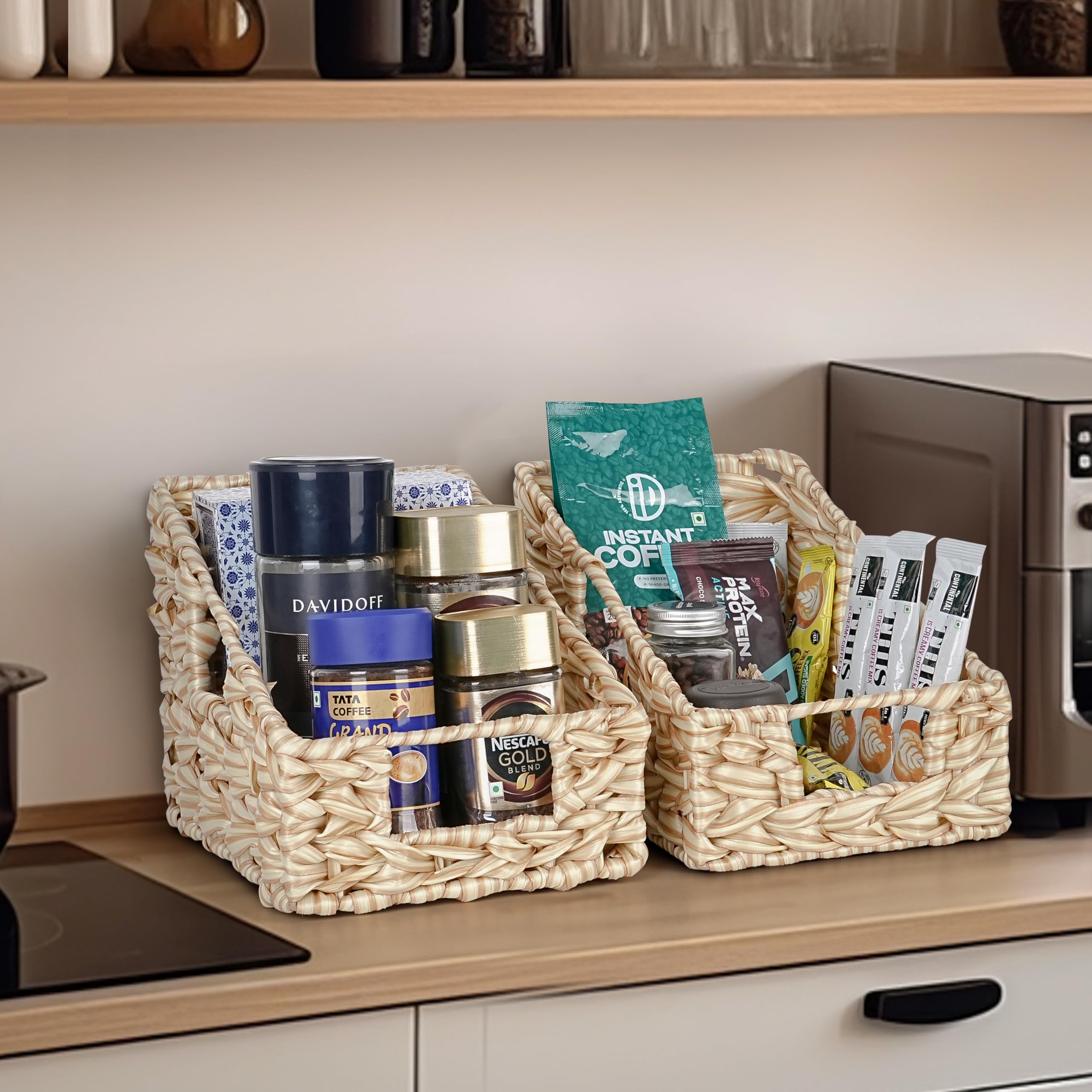 Set Di 2 Cesti In Vimini Intrecciati Con Maniglie - Ideali Per Organizzazione Casa E Cucina - Foto 7