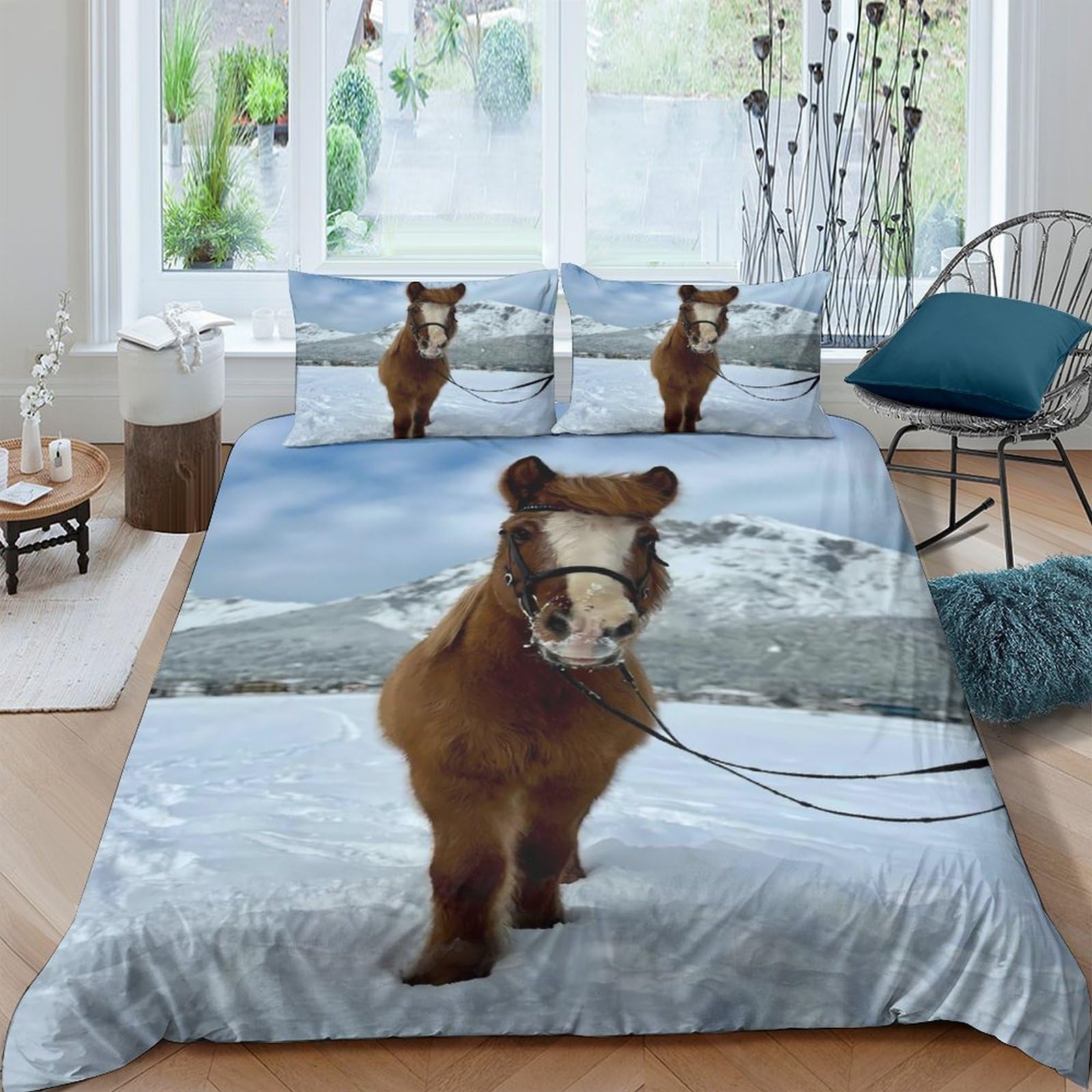Ctjqhvkz Style-5 3D Printed Brown Bear Snow Mountain Fitted Sheet Microfiber Anti-Slip Bed Sheet For Bedroom Guest Room Decor Single（135X200cm）
