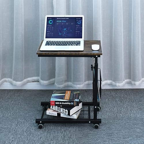 Miniatura 6 de AIZ Mesa para colocar sobre la cama, mesa auxiliar de sofá ajustable en altura deslizable debajo del sofá, mesa auxiliar para laptop, carrito de