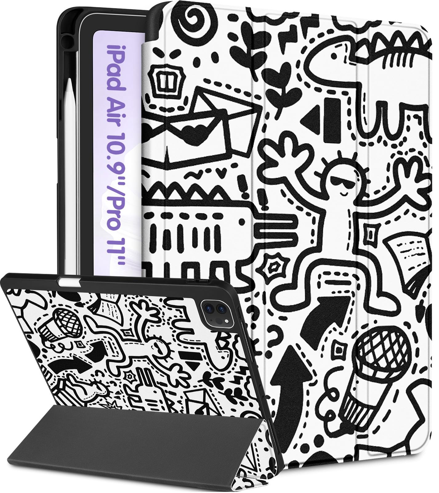 Uppuppy for iPad Air 11 inch Case, Air 5th/4th Generation 10.9, Pro 11'' (4th/3rd/2nd/1st Gen) Case Cute Boys Women Pencil Holder Cool Men Design