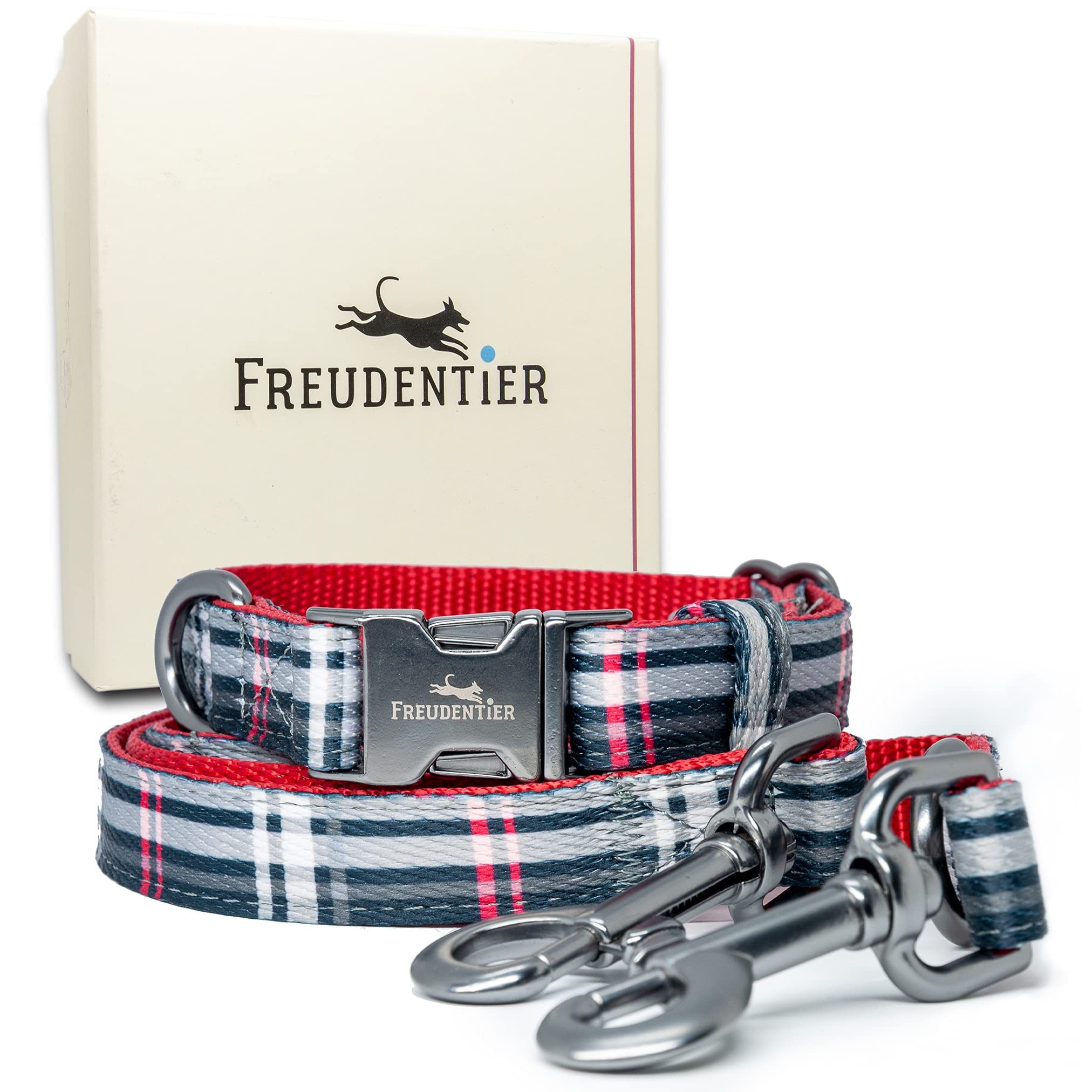 Wisedog Set collare e guinzaglio per cani, regolabile, resistente, per cani di piccola, media e grande taglia, include porta sacchetti per la cacca (XS, Borgogna