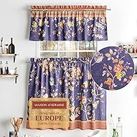 Vista 34 de Maison d' Hermine Juego de cortinas de cocina para ventanas 100% algodón Juego de cenefas de cocina para el hogar [2 niveles (71 cm x 91 cm) y 1