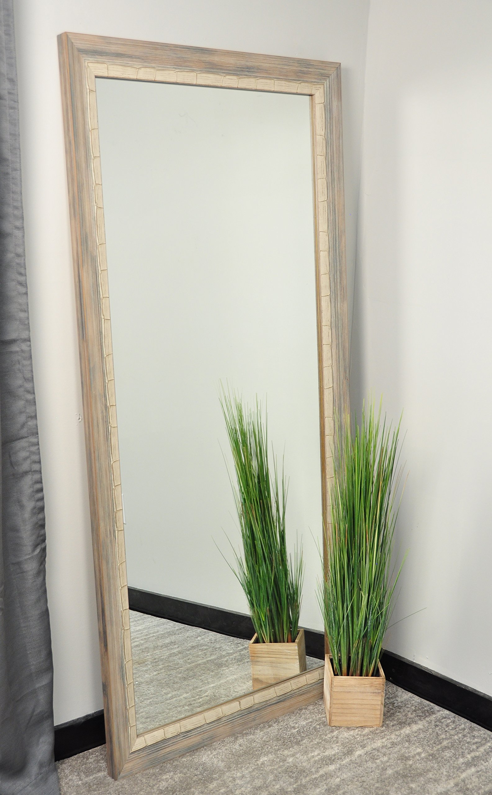 BrandtWorksBM023T Weathered Beach Floor Tall Vanity Wall Mirror, 32" x 71", Cream