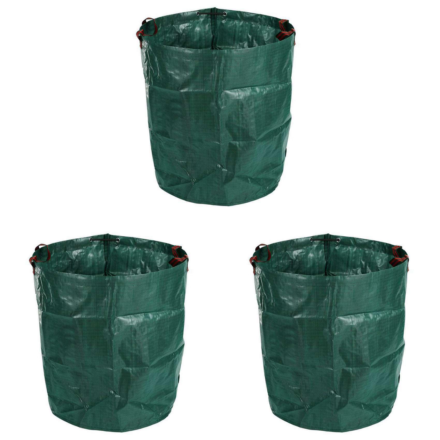 Hndhbfgrt 3X 270L Garden Waste Bag Large Strong Waterproof Heavy Duty Reusable Foldable Rubbish Grass Sack