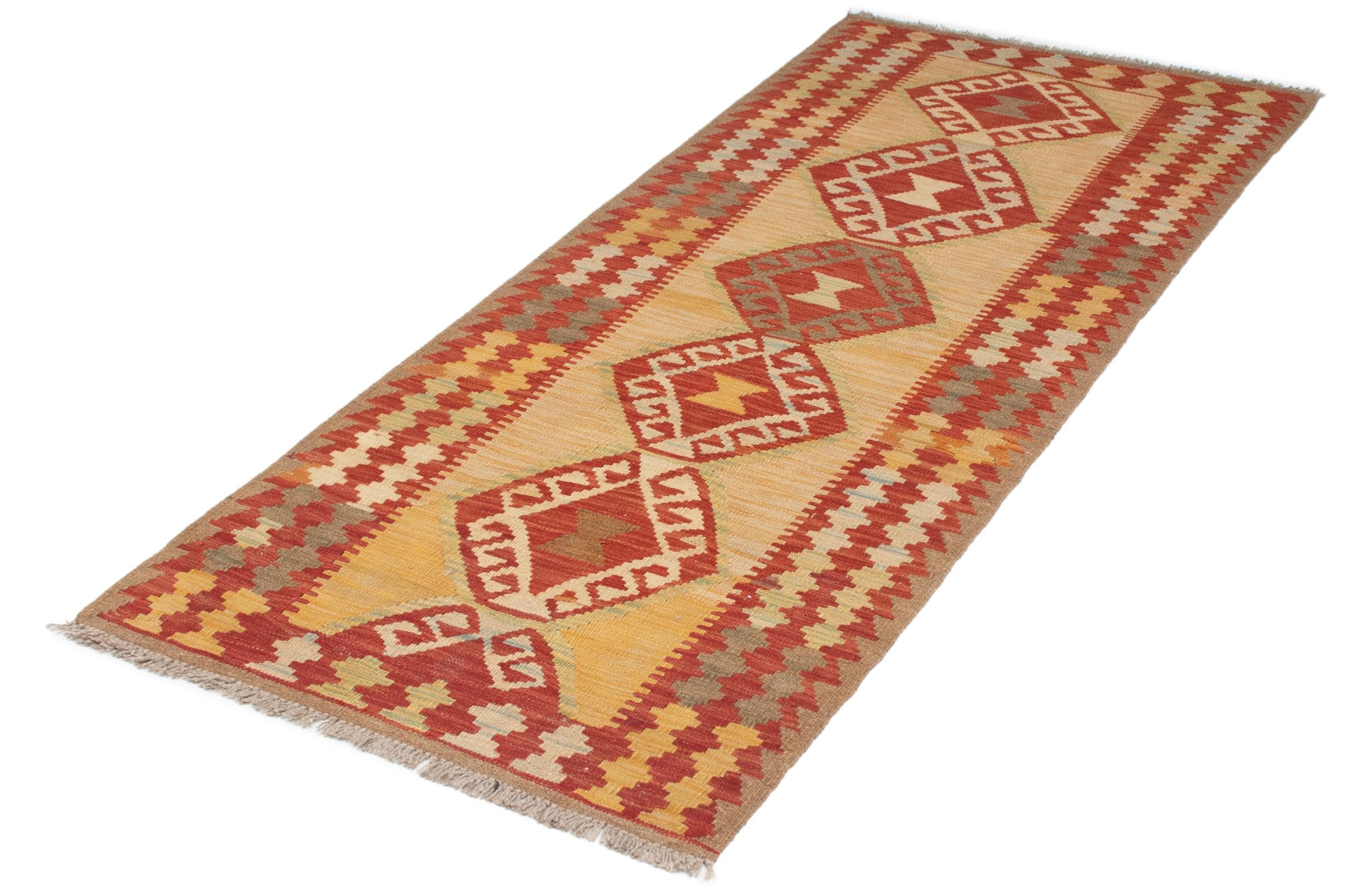 Kilim Afghan 79x197 cm en pure laine tissé à la main tapis de couloir