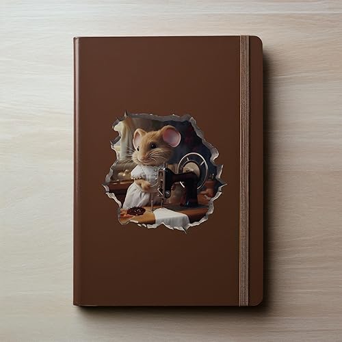 Miniatura 3 de Adhesivo de pared 3D de Seamstress Mouse con agujero de ratón