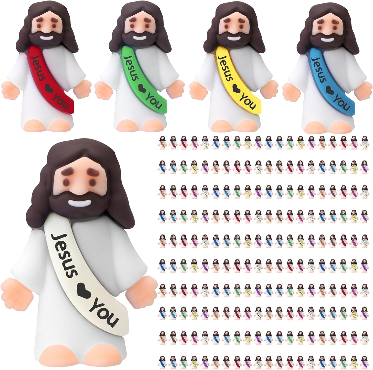 200Pcs Little Jesus Figures, 200pcs Action Figures Jesus Figurines in Bulk, Jesus Love You, Religious Gifts for Christians Easter Egg Stuffers Fillers, Jesus (200)