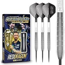 RED DRAGON - Luke Humphries TX1 Series | 25g | Professional Steel Tip 90% Tungsten Darts Set - Includes Dart Flights & Stems | Professional Player Edition