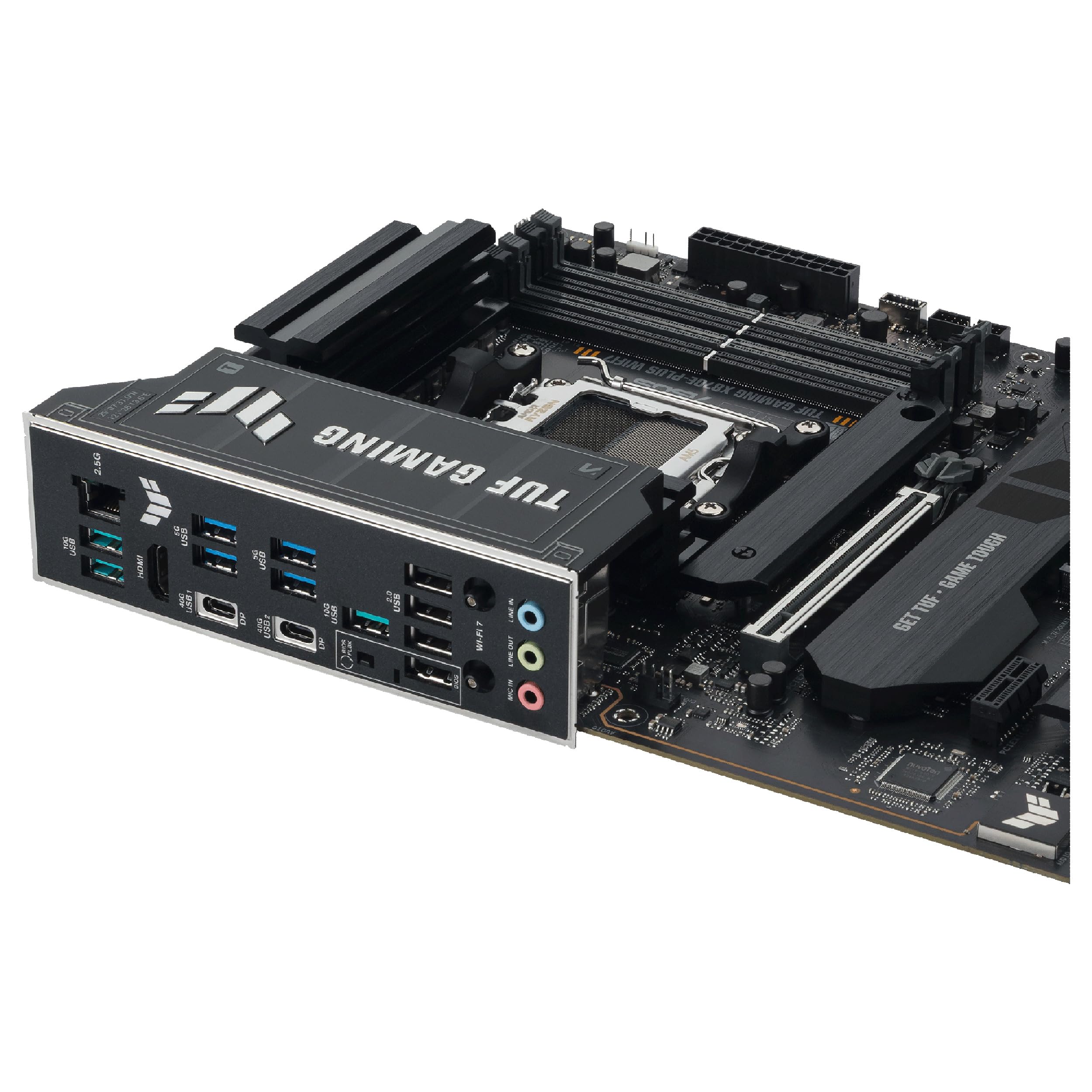 ASUS TUF Gaming X870E-PLUS WIFI7 Placa Base AMD X870E ATX, VRM de 16+2+1 Fases, DDR5, PCIe 5.0, Q-Release Slim, M.2, WiFi 7, USB4 Tipo-C, Aura Sync, AI Cooling II, AI Networking II y AI Overclocking
